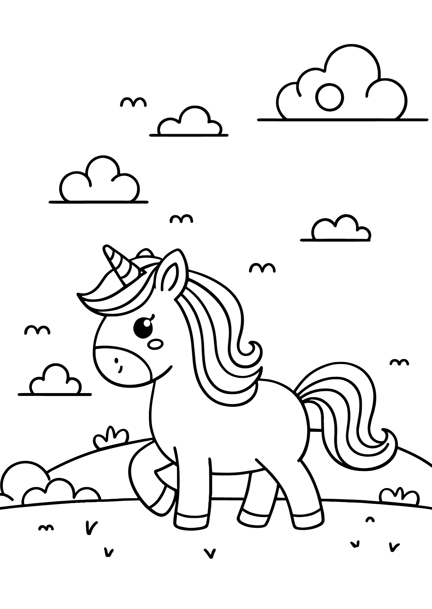 Simple Unicorn - Coloring Page — free printable coloring page