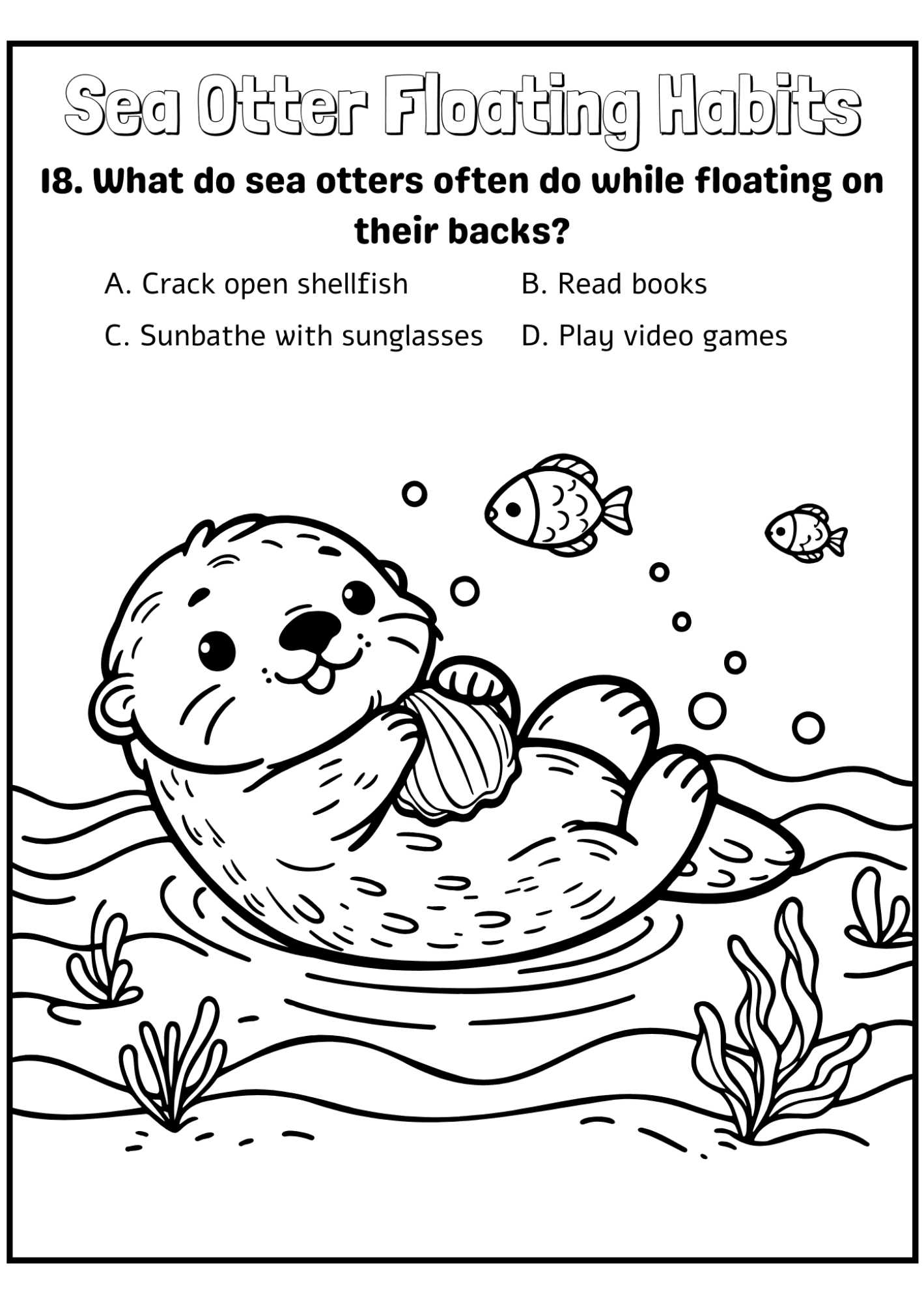 Sea Otter Floating Habits - Free Coloring Page