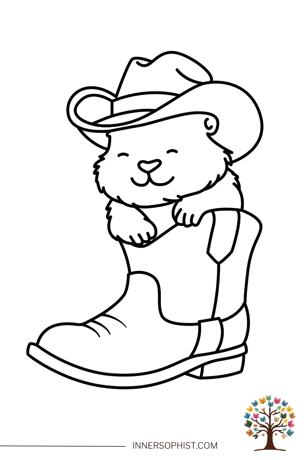 Cute Coloring Page - Cowboy Hamster in a Boot — free printable coloring page