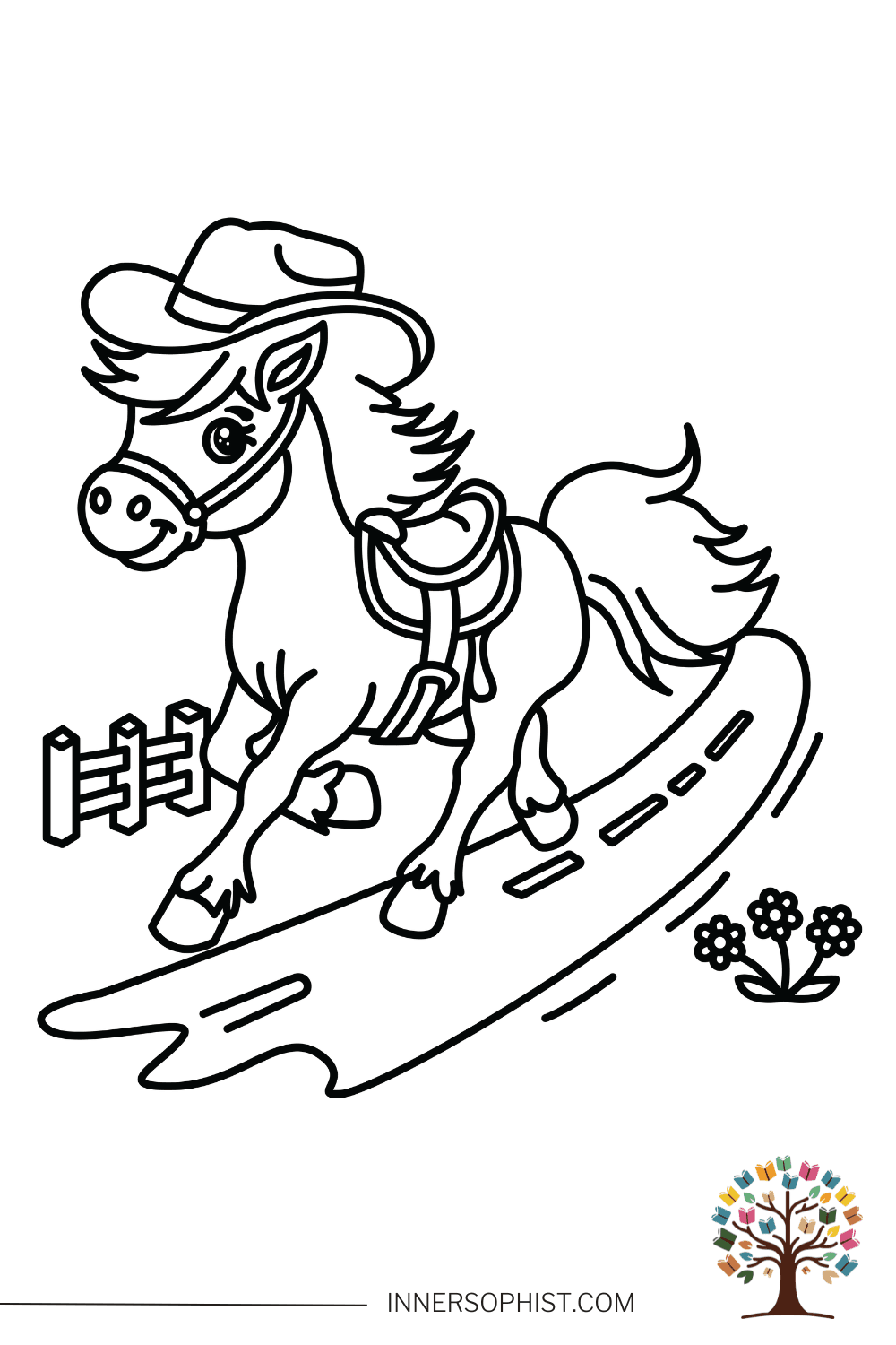 Cowboy Horse - Coloring Page — free printable coloring page