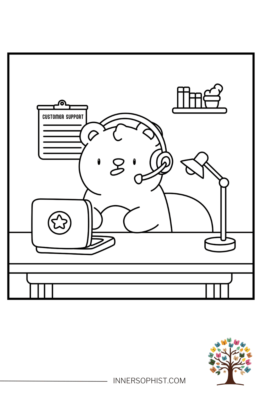 Customer Support Bear Coloring Page — free printable coloring page