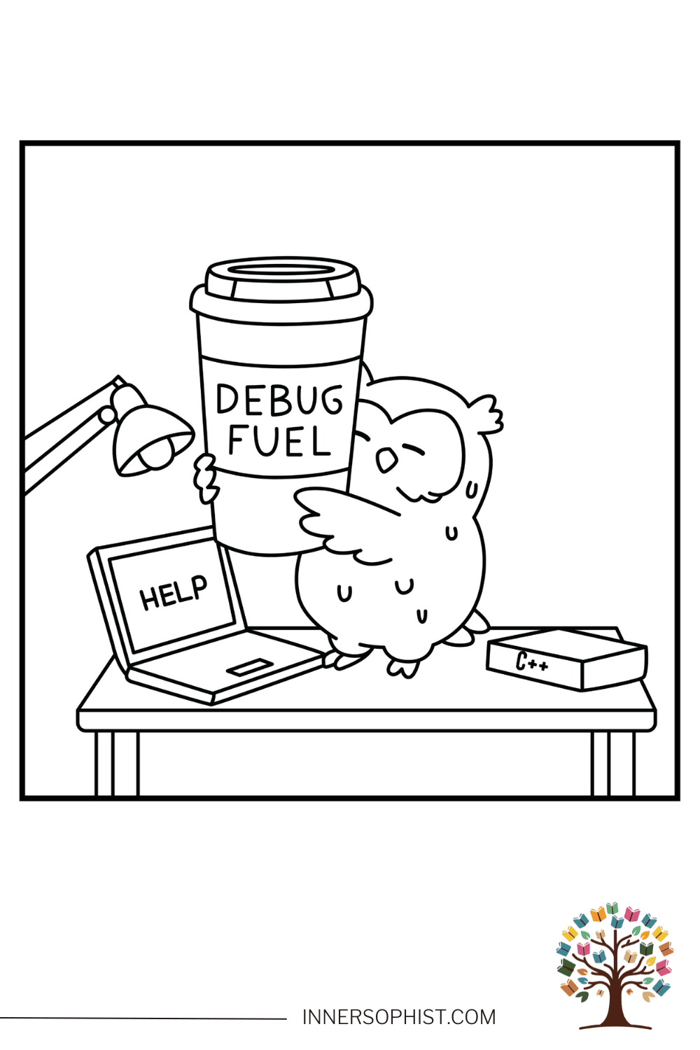 Debug Owl Coloring Page — free printable coloring page