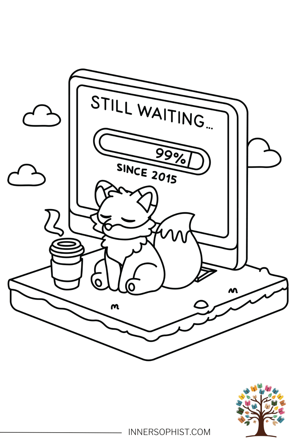 Infinite Loading Fox Coloring Page — free printable coloring page