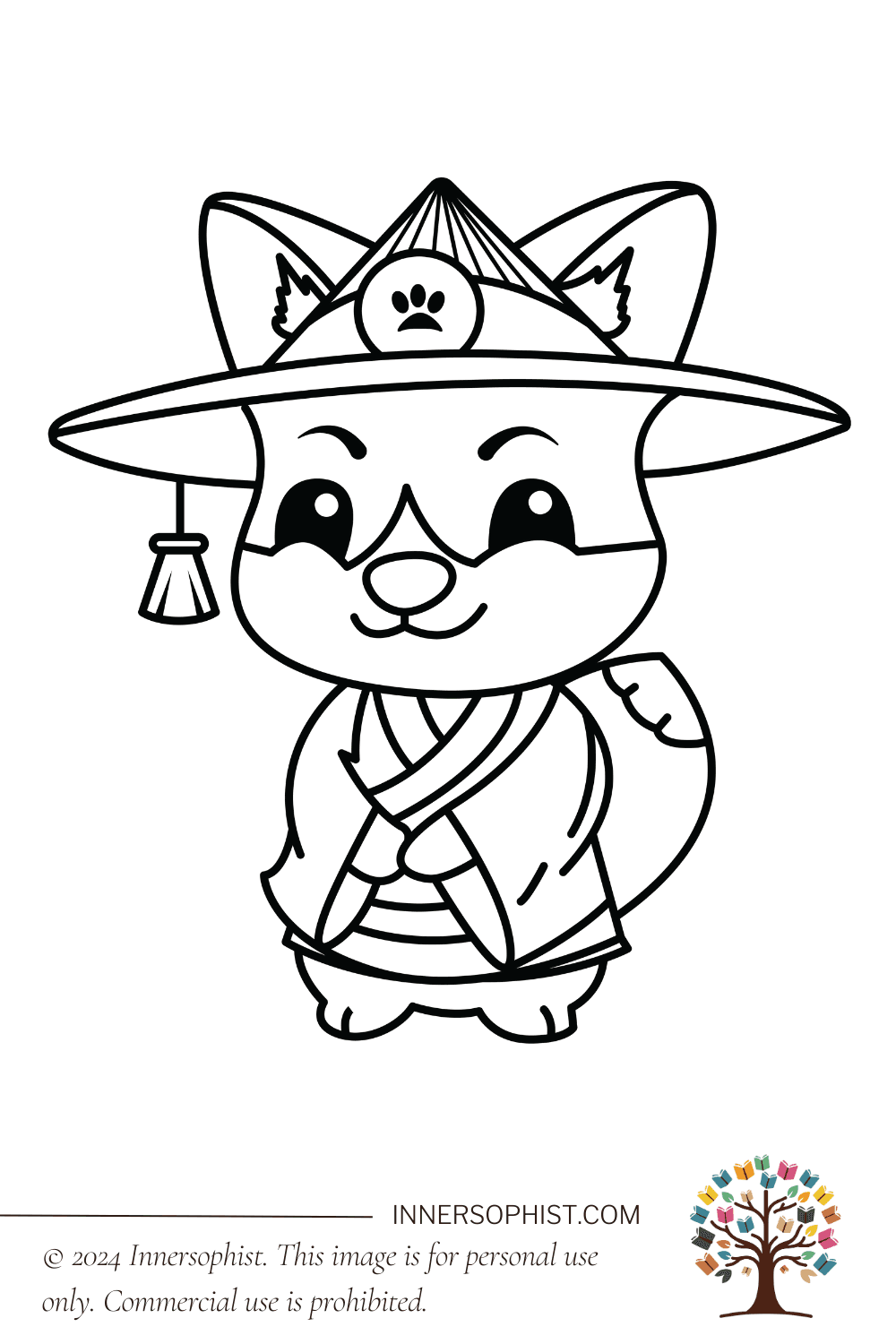 Samurai Cat - Coloring Page — free printable coloring page