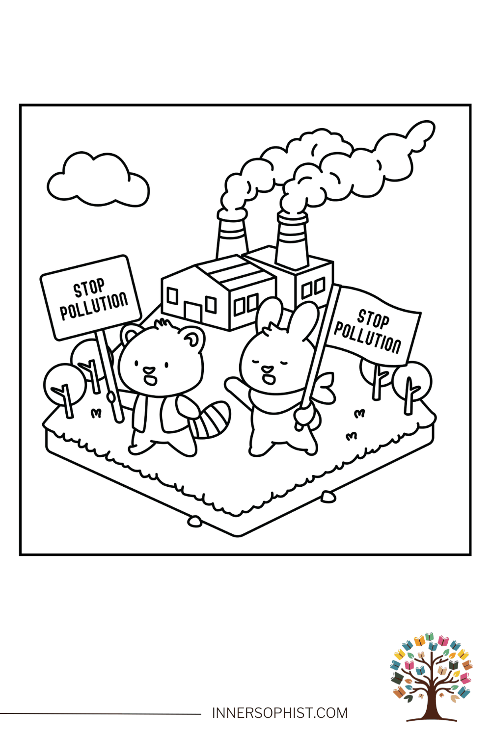 Stop Pollution Protest Coloring Page — free printable coloring page