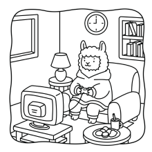Cute Llama Adventures Preview Page 2 - Adorable llama coloring scene
